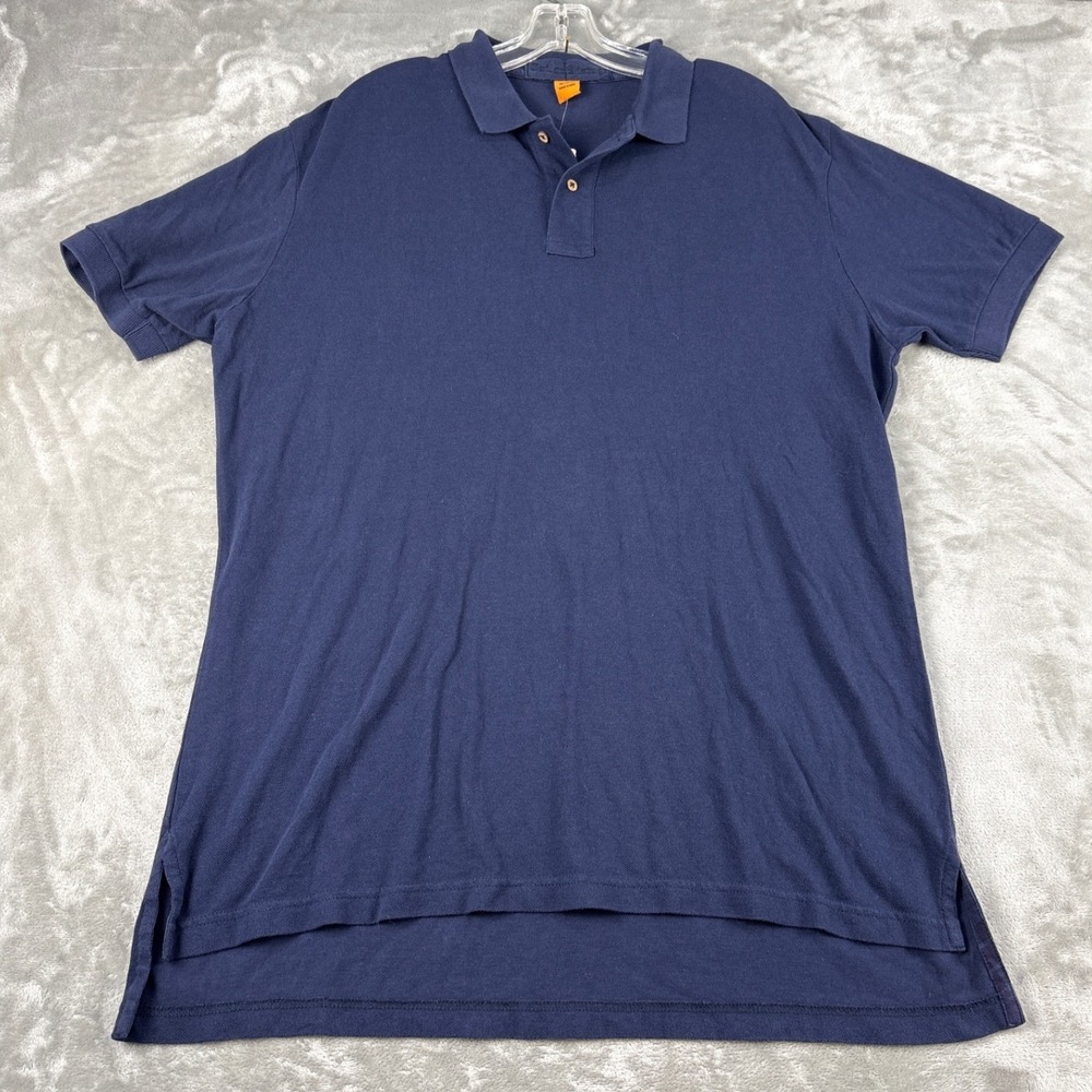 Navy Blue Short Sleeve Cotton Pique Polo Shirt Mens Large New